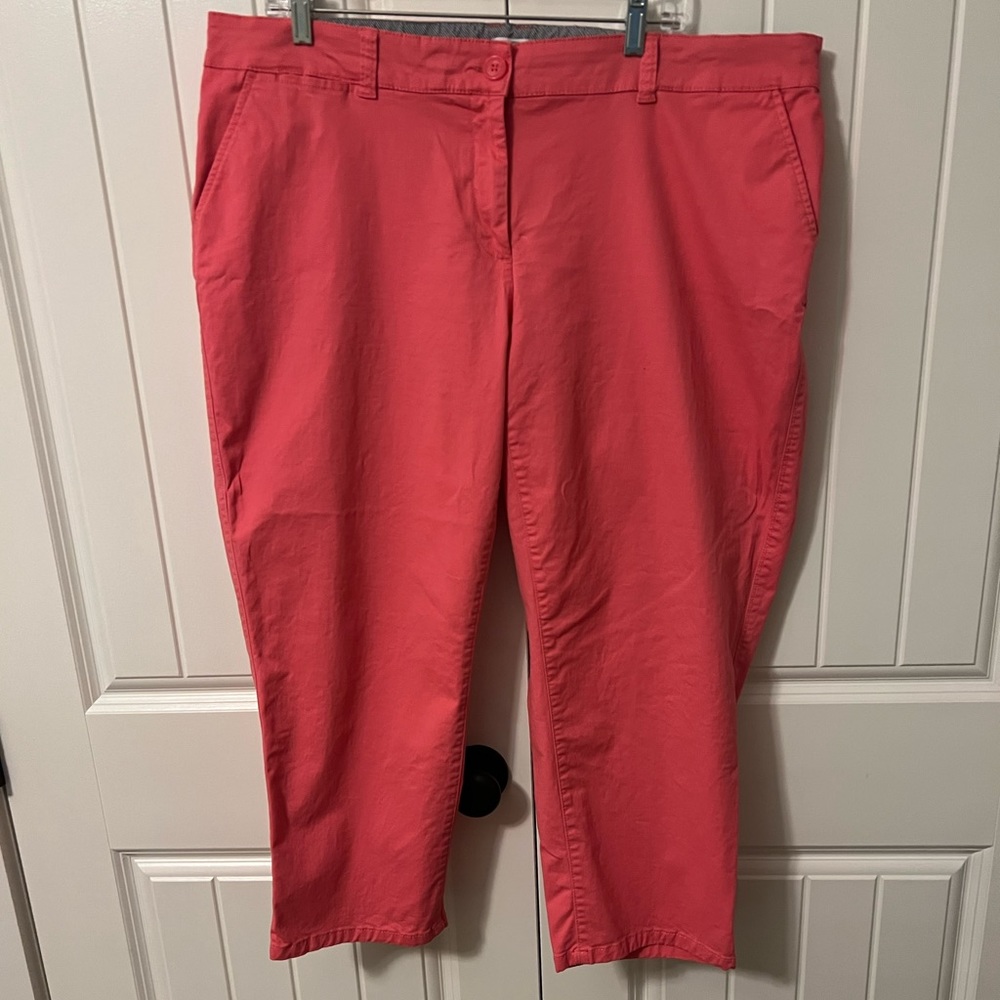 Crown & Ivy Coral/Pink chinos. Cropped. Size 18W - Picture 2 of 5